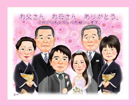 似顔絵サンクスボード　両親贈呈　新郎新婦