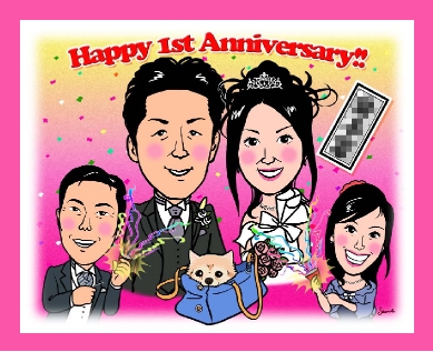 似顔絵記念品　結婚１周年　紙婚式