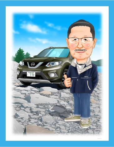 似顔絵記念品　愛車エクストリーマー　川辺